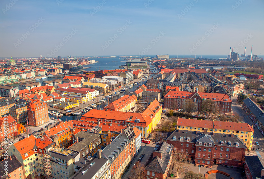 Naklejka premium Scenic Aerial Panorama Copenhagen in the morning
