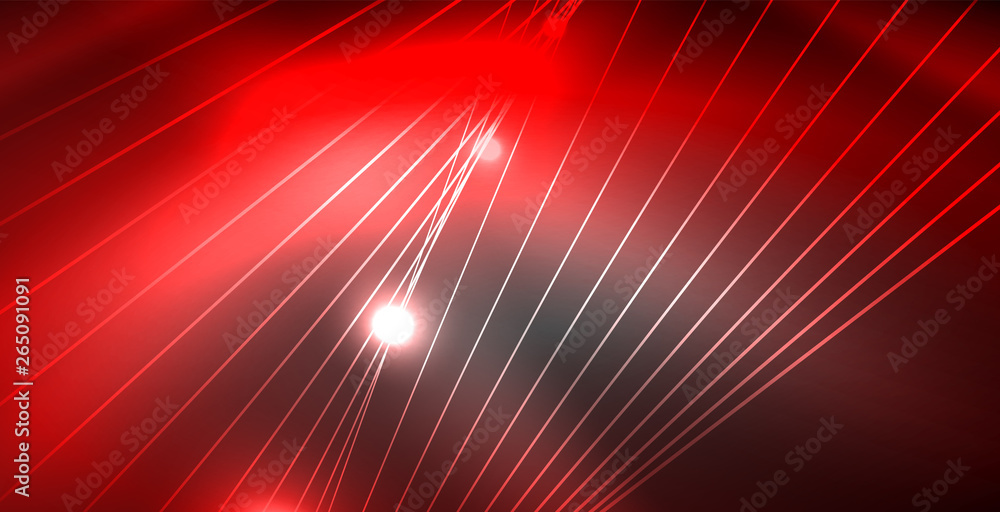 Fototapeta premium Glossy shiny glowing neon waves