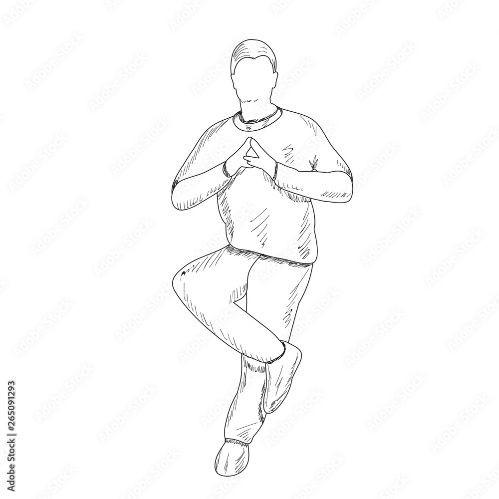 Fototapeta premium white background, freehand sketch of a man dancing