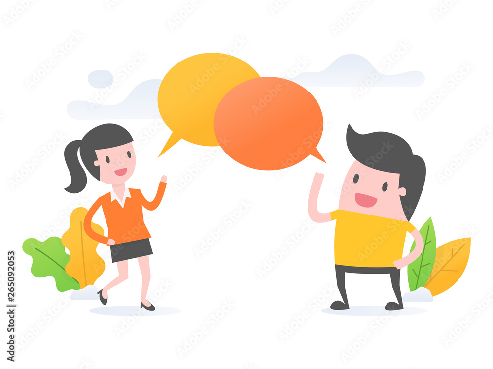 Vector illustration concept of discussion, social network. Two people discussing. Vector illustration concept of discussion, social network. Two people discussing.