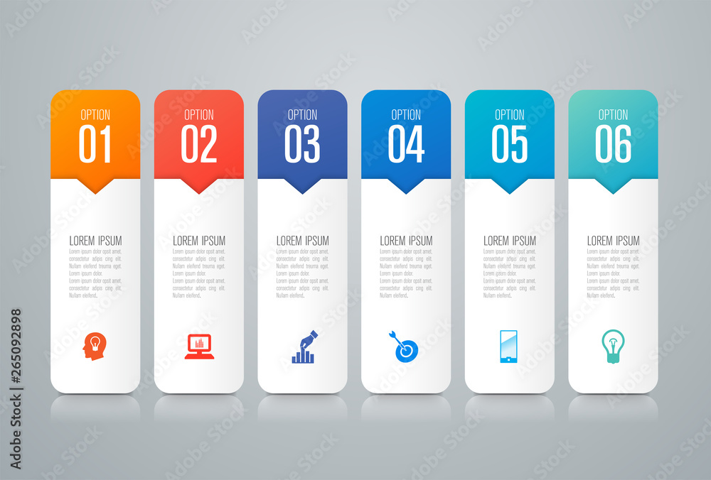 Infographics design vector and business icons with 6 options. Infographics design vector and business icons with 6 options.