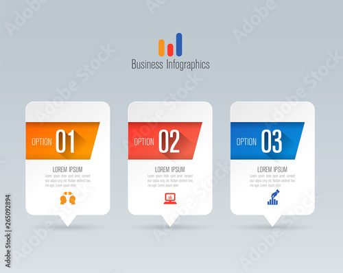 Infographics design vector and business icons with 3 options.