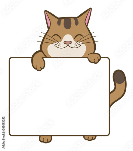 Cartoon cute cat with blank