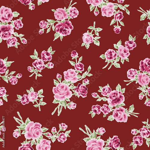 Freehand drawing rose illustration pattern