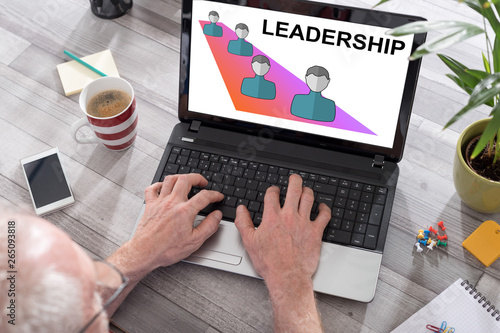 Leadership concept on a laptop screen