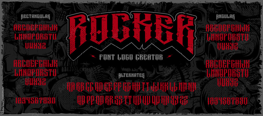Rocker display font logo creator on the dark background
