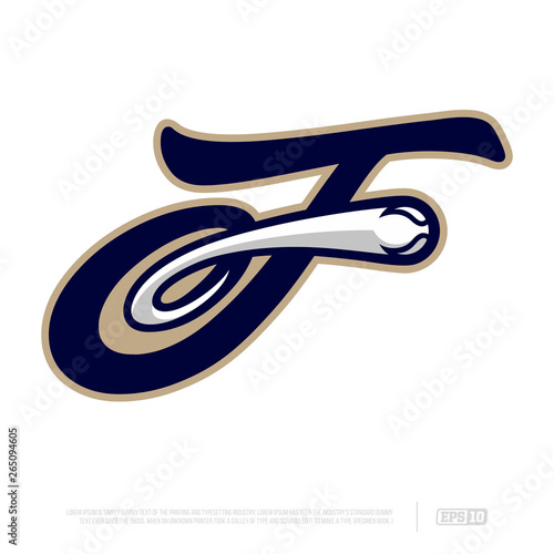 Modern professional letter emblem for sport teams. F letter