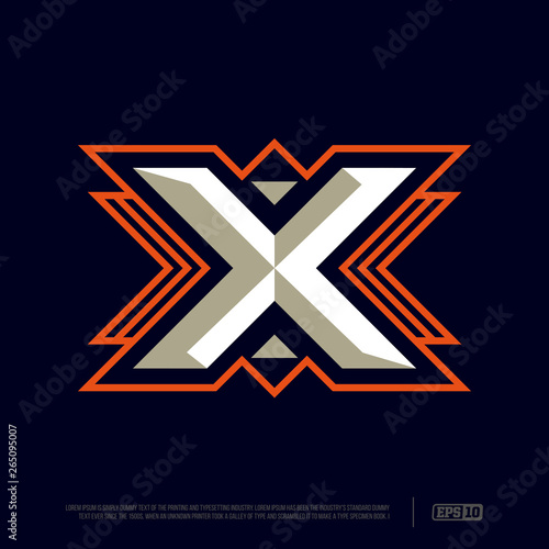Modern professional letter emblem for sport teams. X letter