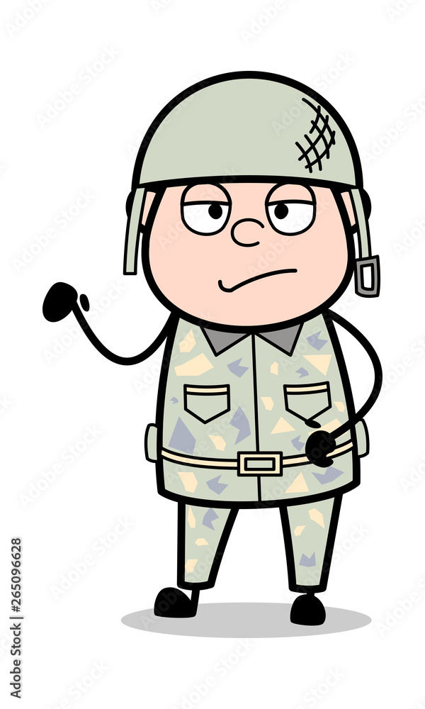 Rude Behavior - Cute Army Man Cartoon Soldier Vector Illustration Rude Behavior - Cute Army Man Cartoon Soldier Vector Illustration