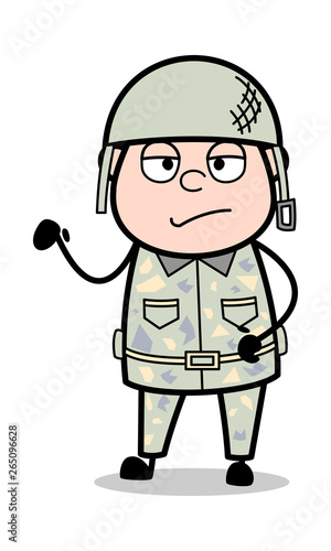 Rude Behavior - Cute Army Man Cartoon Soldier Vector Illustration