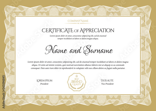 Certificate template. Diploma of modern design or gift certificate. Vector illustration.