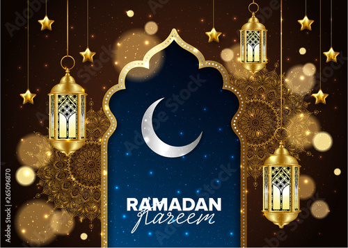Ramadan Kareem concept banner, vector illustration.