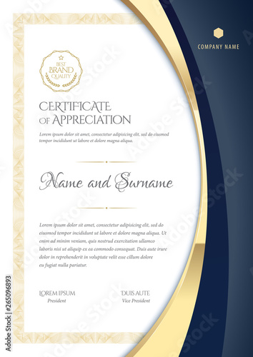 Certificate template. Diploma of modern design or gift certificate. Vector illustration.