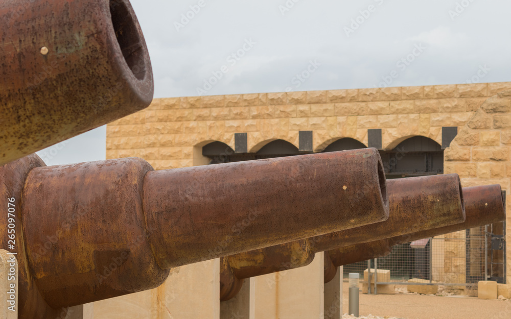 Detail view on huge cannon of Fort St. Elmo. Valletta, Malta, Europe.