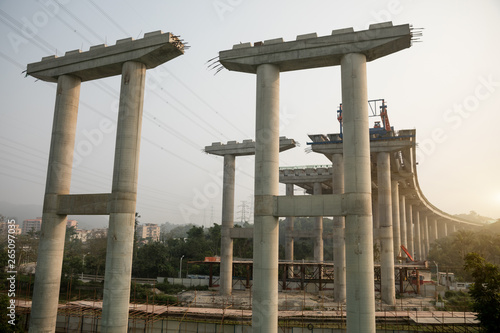 Photography Heavy industrial equipment for build superhighway at construction site for mega