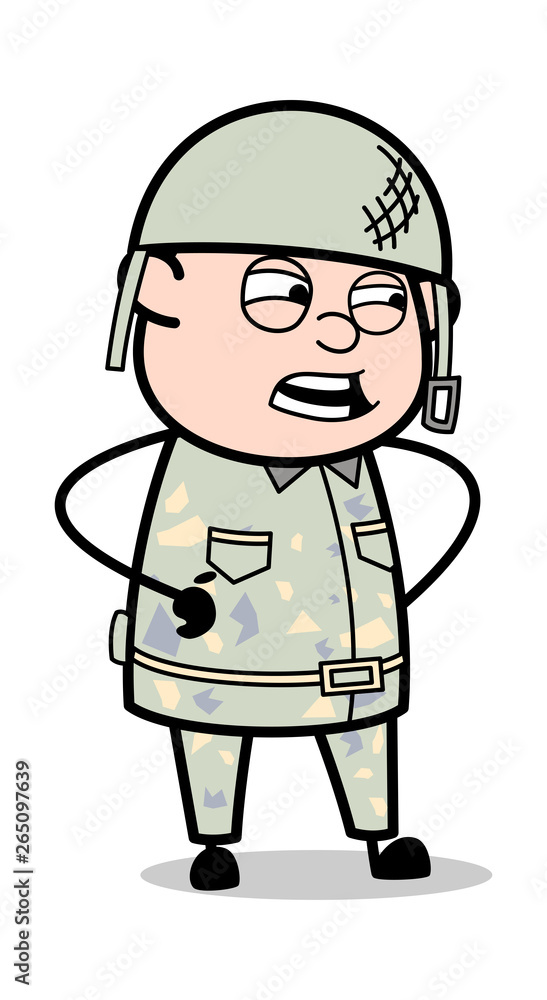 Irritated - Cute Army Man Cartoon Soldier Vector Illustration