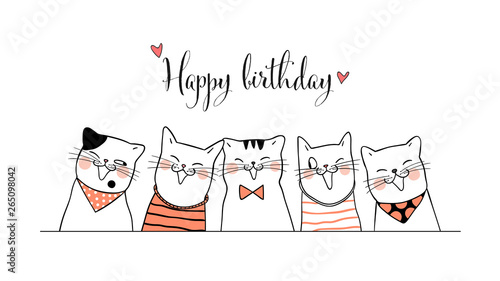 Banner background portrait cats for birthday.