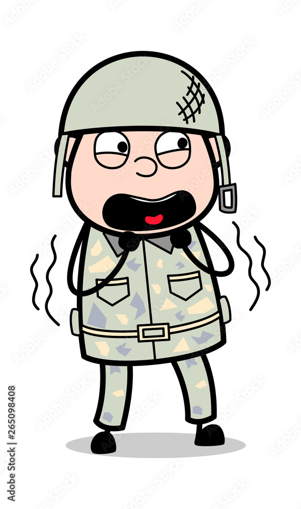 Horrified - Cute Army Man Cartoon Soldier Vector Illustration