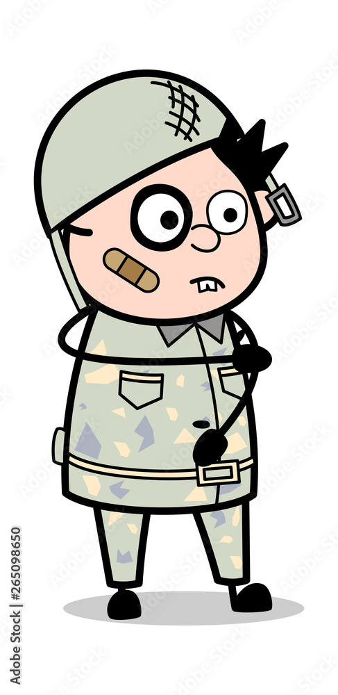 Funny Injured Person - Cute Army Man Cartoon Soldier Vector Illustration Funny Injured Person - Cute Army Man Cartoon Soldier Vector Illustration
