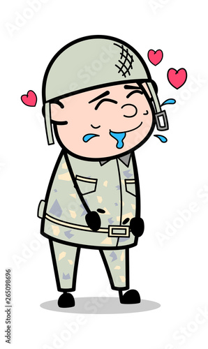 Falling in Love - Cute Army Man Cartoon Soldier Vector Illustration