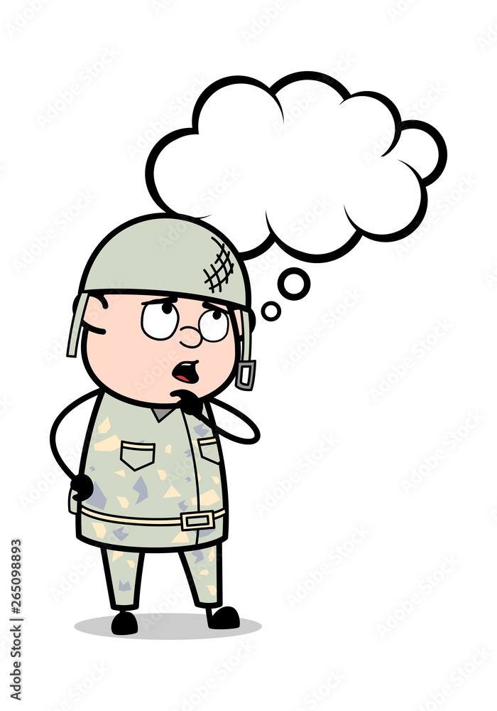 Dreaming - Cute Army Man Cartoon Soldier Vector Illustration Dreaming - Cute Army Man Cartoon Soldier Vector Illustration