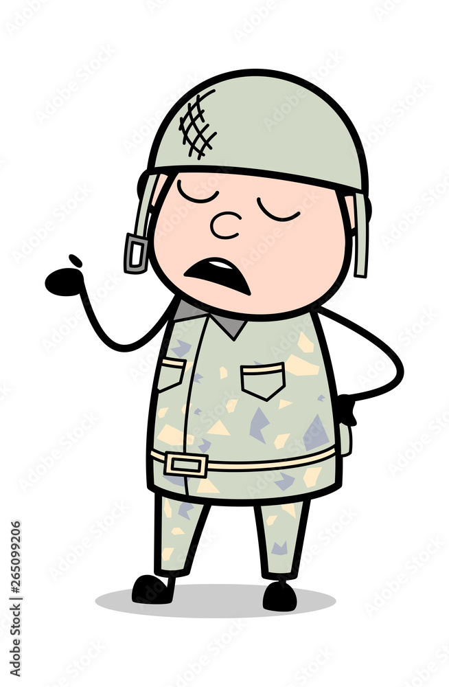 Hand Gesture While Discussing - Cute Army Man Cartoon Soldier Vector Illustration Hand Gesture While Discussing - Cute Army Man Cartoon Soldier Vector Illustration