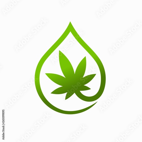 Marijuana Leaf Logo with the concept of water droplets