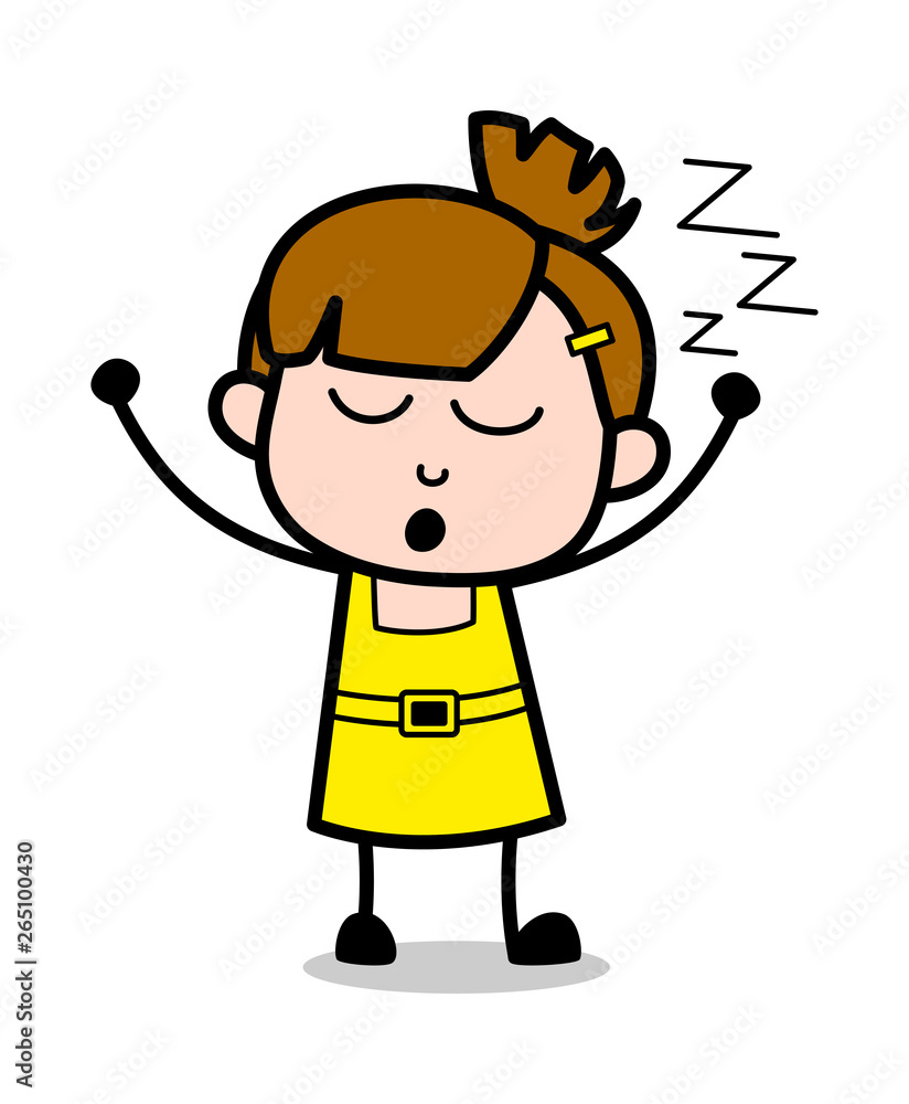 Lazy - Cute Girl Cartoon Character Vector Illustration Lazy - Cute Girl Cartoon Character Vector Illustration