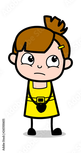 Innocent Face - Cute Girl Cartoon Character Vector Illustration