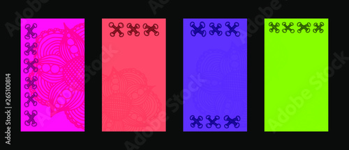 Set of vertical stories backgrounds for social networks with hand drawn shoelaces and flowers. Banner backdrop vector illustration