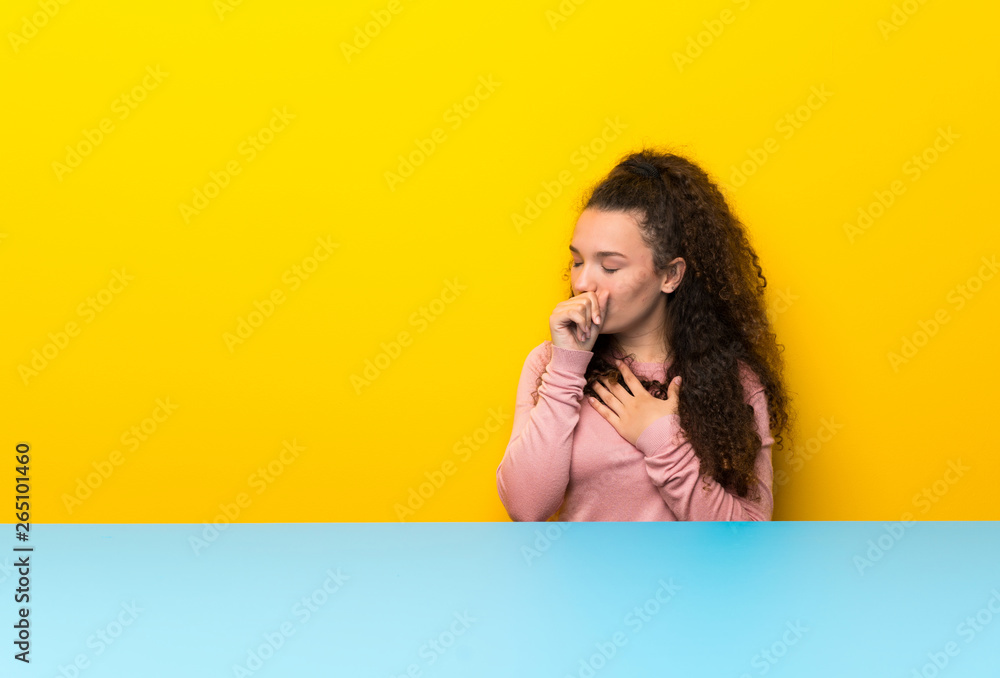 Teenager girl is suffering with cough and feeling bad Teenager girl is suffering with cough and feeling bad