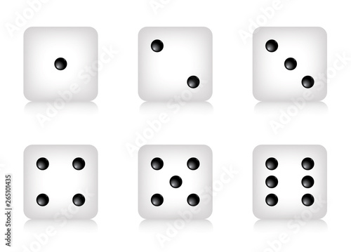 Set di icone dadi da gioco con numeri in ordine crescente