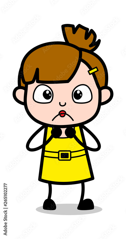Worried - Cute Girl Cartoon Character Vector Illustration Worried - Cute Girl Cartoon Character Vector Illustration