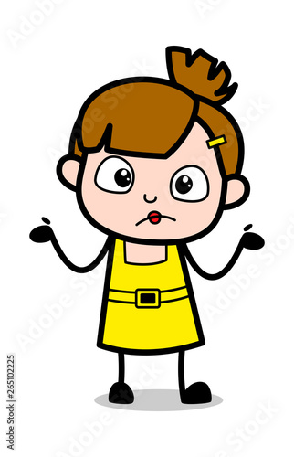 No Idea - Cute Girl Cartoon Character Vector Illustration