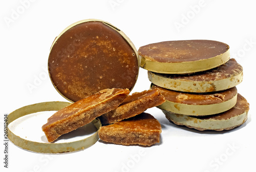 Palm jaggery , palm sugar isolated on white photo