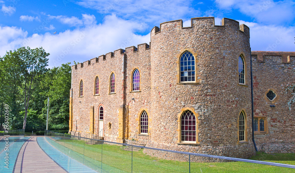 Taunton castle, Somerset Museum, England, Uk. Bright summer morning