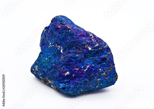 chalcopyrite blue multi colored stone mineral gem isolated on white limbo background