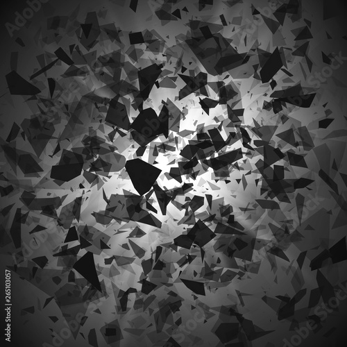 Explosion - Shatter and destruction effect. Abstract cloud of pieces and fragments after explosion. Vector illustration