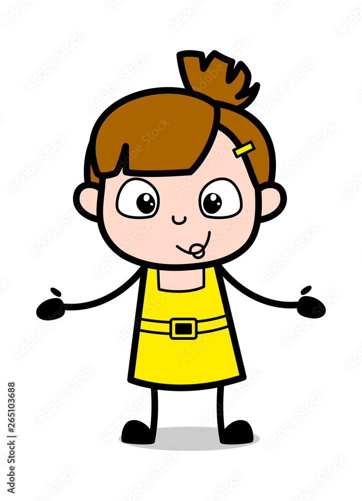 Presenting with Empty Hands - Cute Girl Cartoon Character Vector Illustration Presenting with Empty Hands - Cute Girl Cartoon Character Vector Illustration