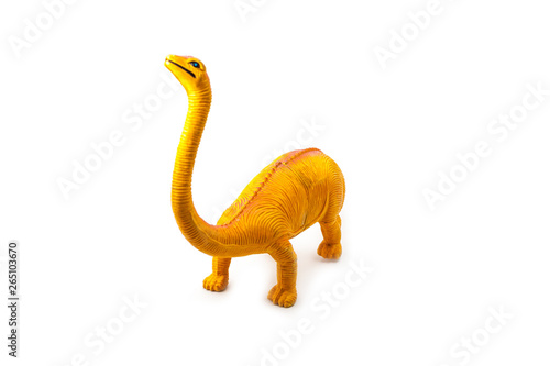 Life-like sauropod dinosaur which was a high browser and herbivore living during the Jurassic period, isolate on whit