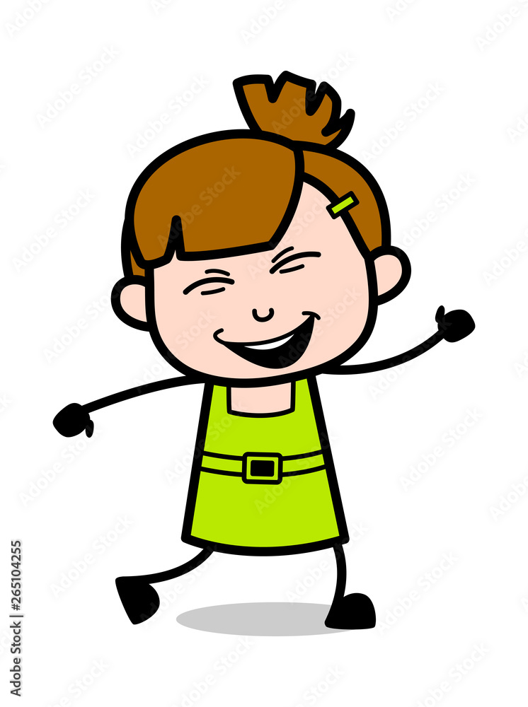 Happily Walking - Cute Girl Cartoon Character Vector Illustration Happily Walking - Cute Girl Cartoon Character Vector Illustration