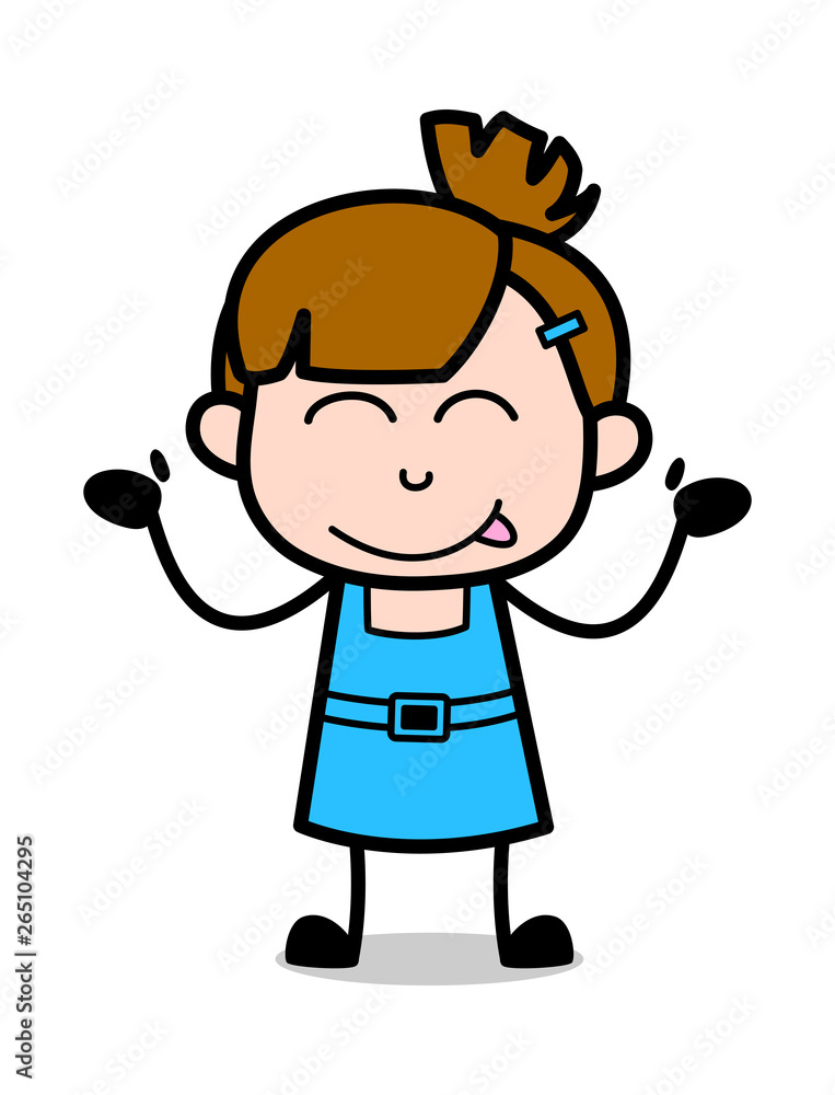 Naughty Kid Teasing Expression - Cute Girl Cartoon Character Vector Illustration Naughty Kid Teasing Expression - Cute Girl Cartoon Character Vector Illustration