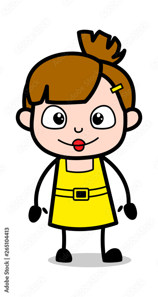 Slightly Smile - Cute Girl Cartoon Character Vector Illustration Slightly Smile - Cute Girl Cartoon Character Vector Illustration