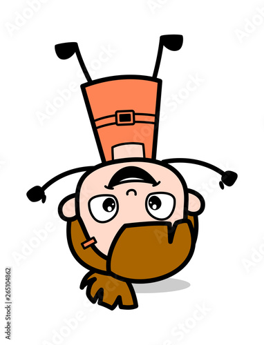Upside Down - Cute Girl Cartoon Character Vector Illustration