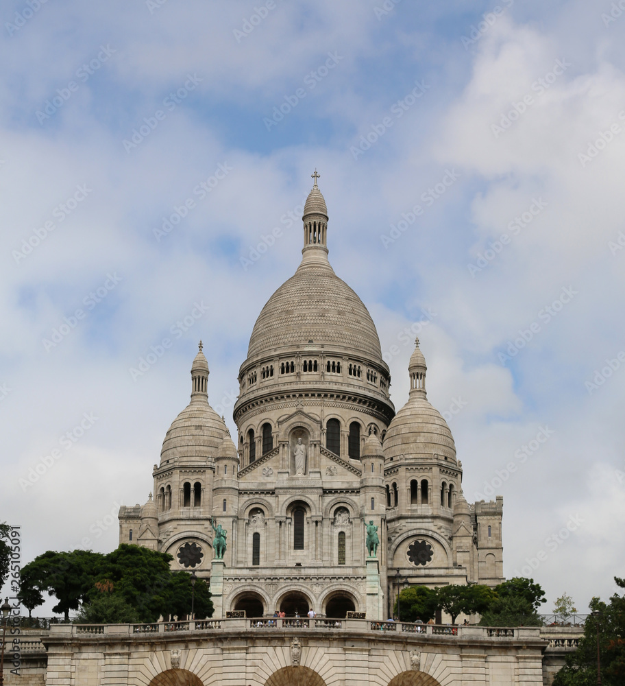 Old Basilica of MontMartre on the Hill  in Paris