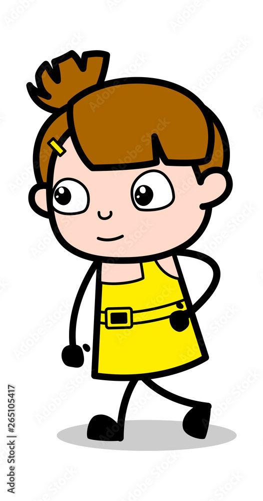 Walking Pose - Cute Girl Cartoon Character Vector Illustration Walking Pose - Cute Girl Cartoon Character Vector Illustration