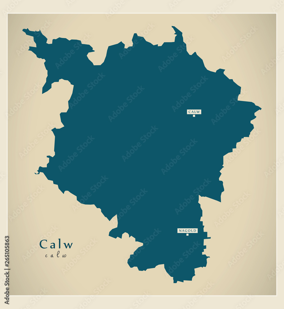 Modern Map - Calw county of Baden Wuerttemberg DE