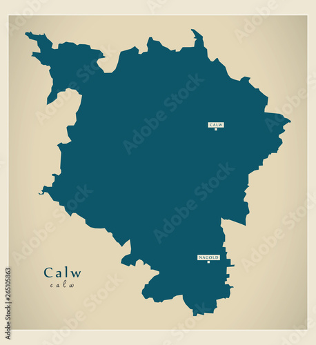 Modern Map - Calw county of Baden Wuerttemberg DE photo