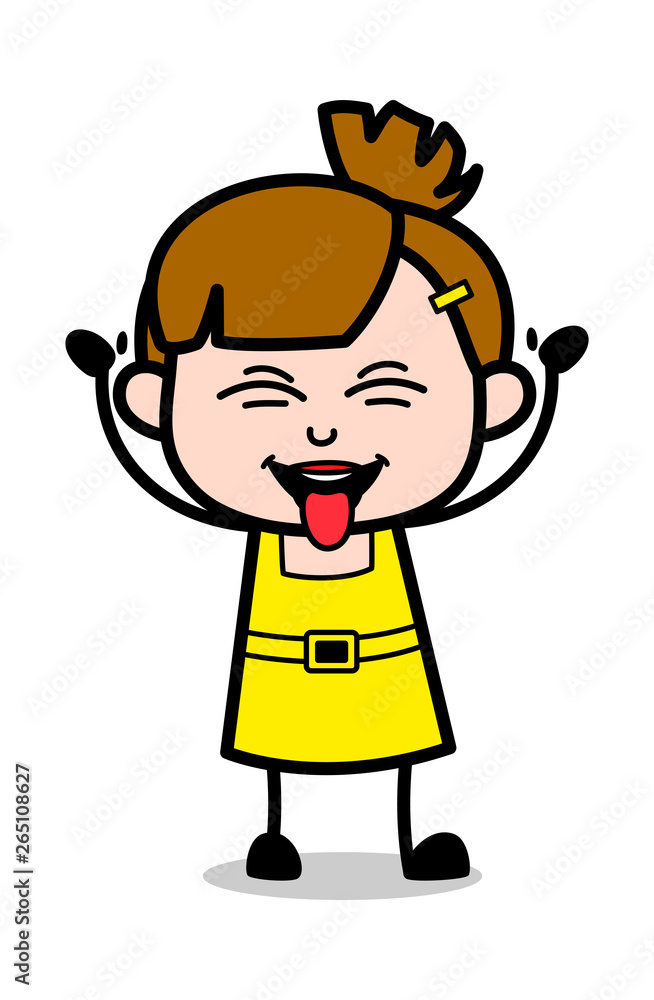 Funny Teasing Expression - Cute Girl Cartoon Character Vector Illustration Funny Teasing Expression - Cute Girl Cartoon Character Vector Illustration