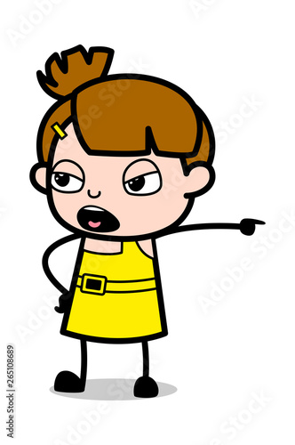 Shouting - Cute Girl Cartoon Character Vector Illustration